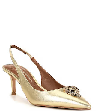 Belgravia Metallic Leather Eagle Head Ornament Slingback Dress Pumps | Dillard's