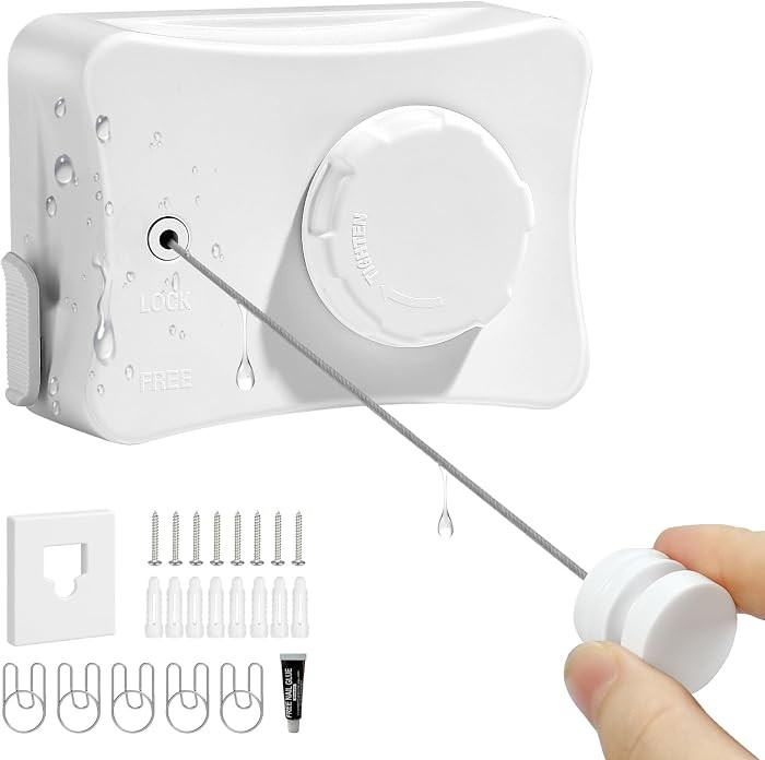 Retractable Clothesline 16.7 ft – Heavy-Duty 44 lb, Rust-Proof Stainless Steel, Wall-Mounted In... | Amazon (US)