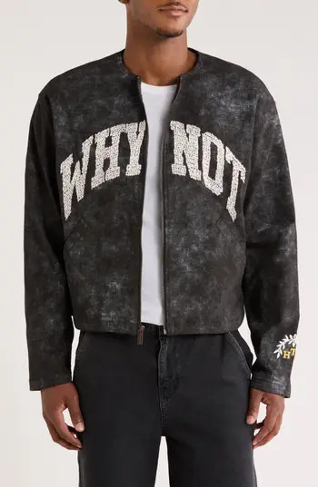 HONOR THE GIFT Twill Washed Front Zip Jacket in Black at Nordstrom Rack, Size Large | Nordstrom Rack