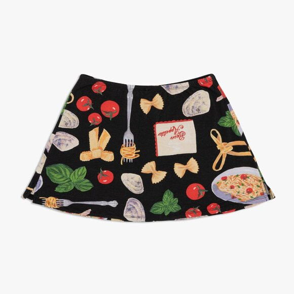 NEW Lisa Says Gah Darcy Mini Skort Skirt Food Print Buon Appetito Black S | Poshmark