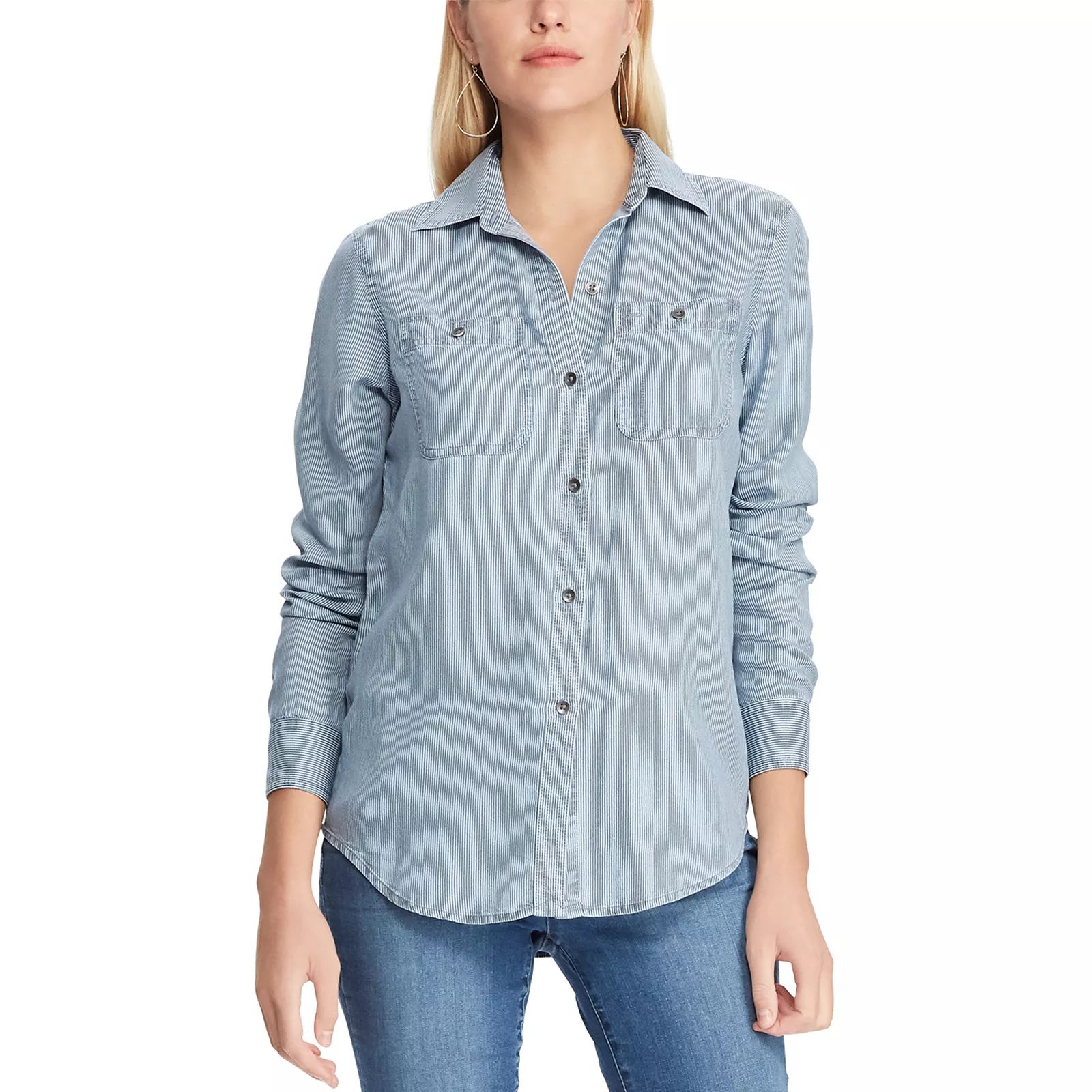 Women's Chaps Chambray Shirt, Size: XS, Blue | Kohl's