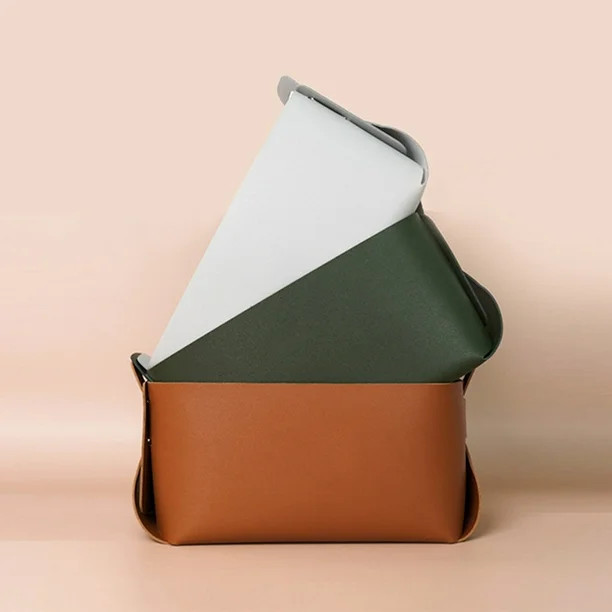 enquiret Storage Basket Leather Foldable Organizer with Handle Holder Container Box Organizing Co... | Walmart (US)