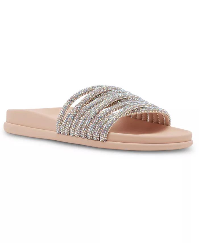 Madden Girl Xana Rhinestone Strappy Footbed Slide Sandals - Macy's | Macy's