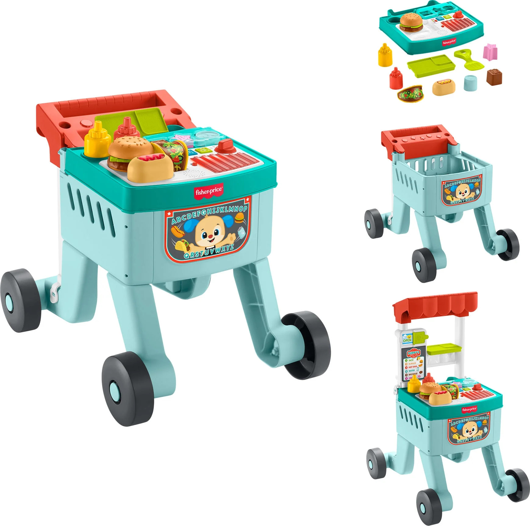 Fisher-Price Laugh & Learn 4-in-1 Snack Cart Walker Baby & Toddler Learning Toy, 14 Play Pieces, ... | Walmart (CA)