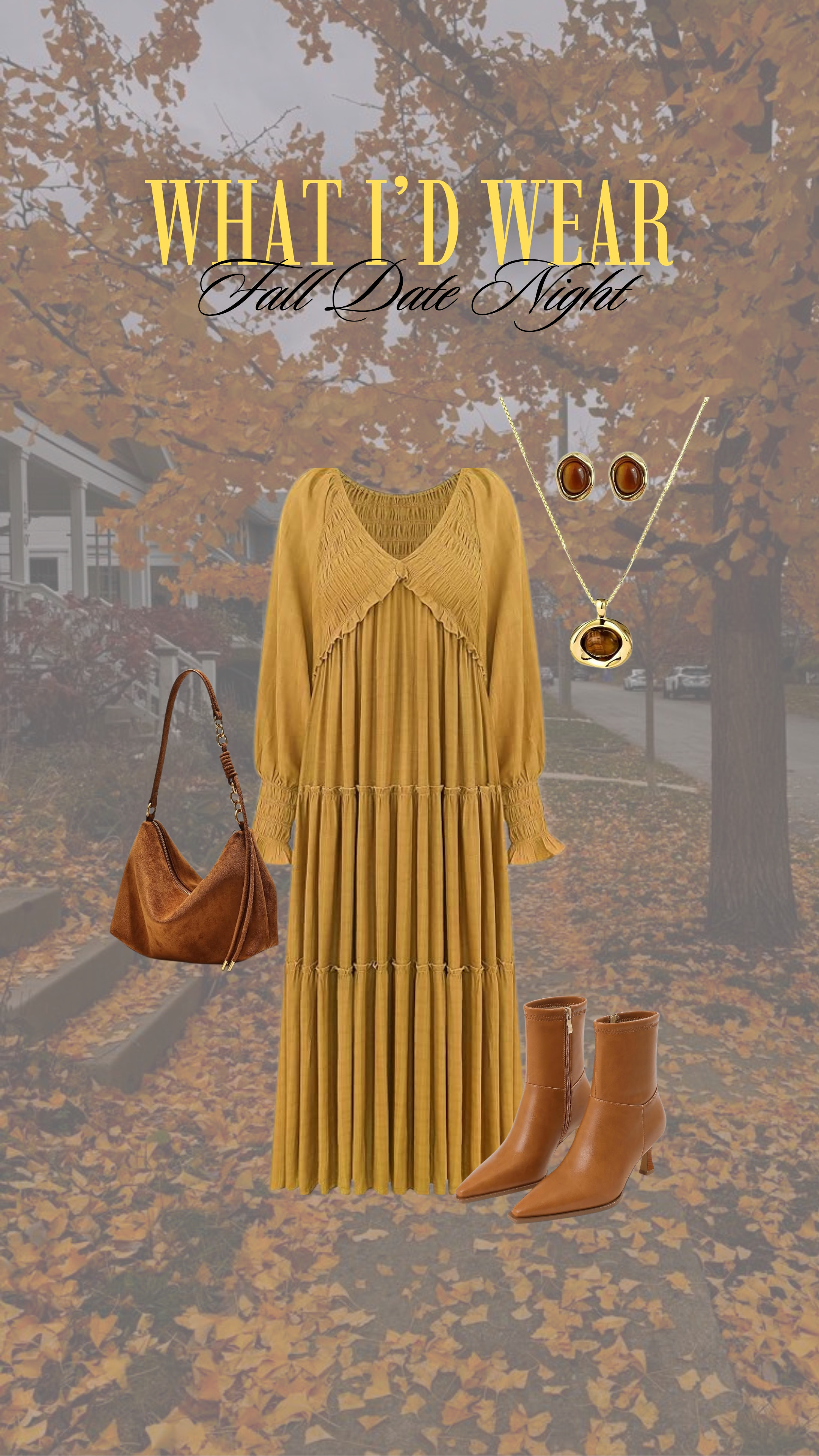 This look is perfect for a fall date night! Love the warmer fall colors!

anti-pooch outfits, maxi dress, suede bag, boots 

 #LTKgrwm #LTKootd #LTKMidsize