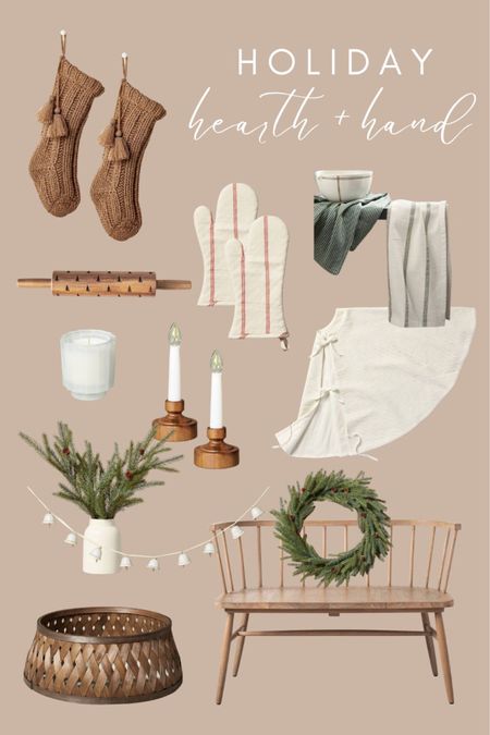 New at Target!! Holiday Hearth & Hand line. Here are my fav neutral finds! Christmas decor. Wreath, garland, knit stockings, tree skirt, Christmas tree collar. 

#LTKHoliday #LTKSeasonal #LTKhome
