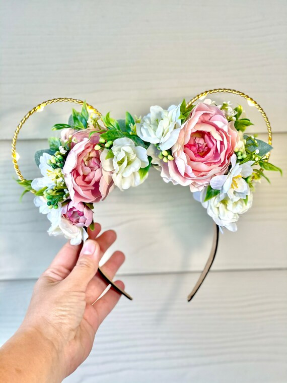Pink dream Mickey ears / Princess ears/ Minnie ears / Floral | Etsy | Etsy (US)