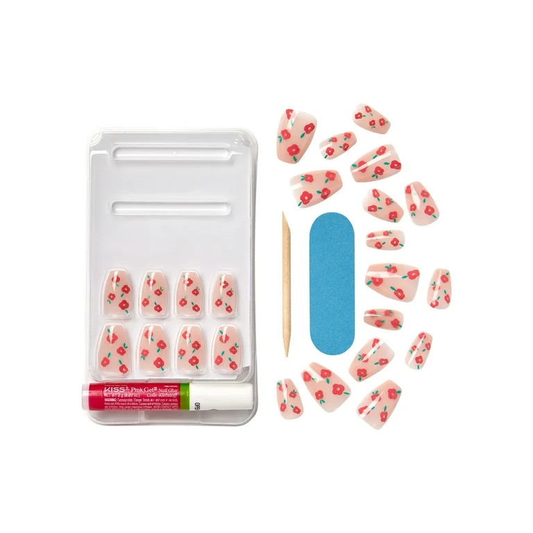 KISS Salon Design, Press On Nails, Shook, Red, Short Coffin, 24 Count | Walmart (US)