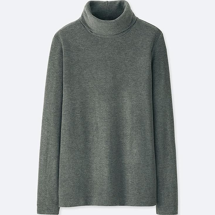 UNIQLO Women's Heattech Fleece Turtleneck Long-sleeve T-Shirt, Gray, M | UNIQLO (US)