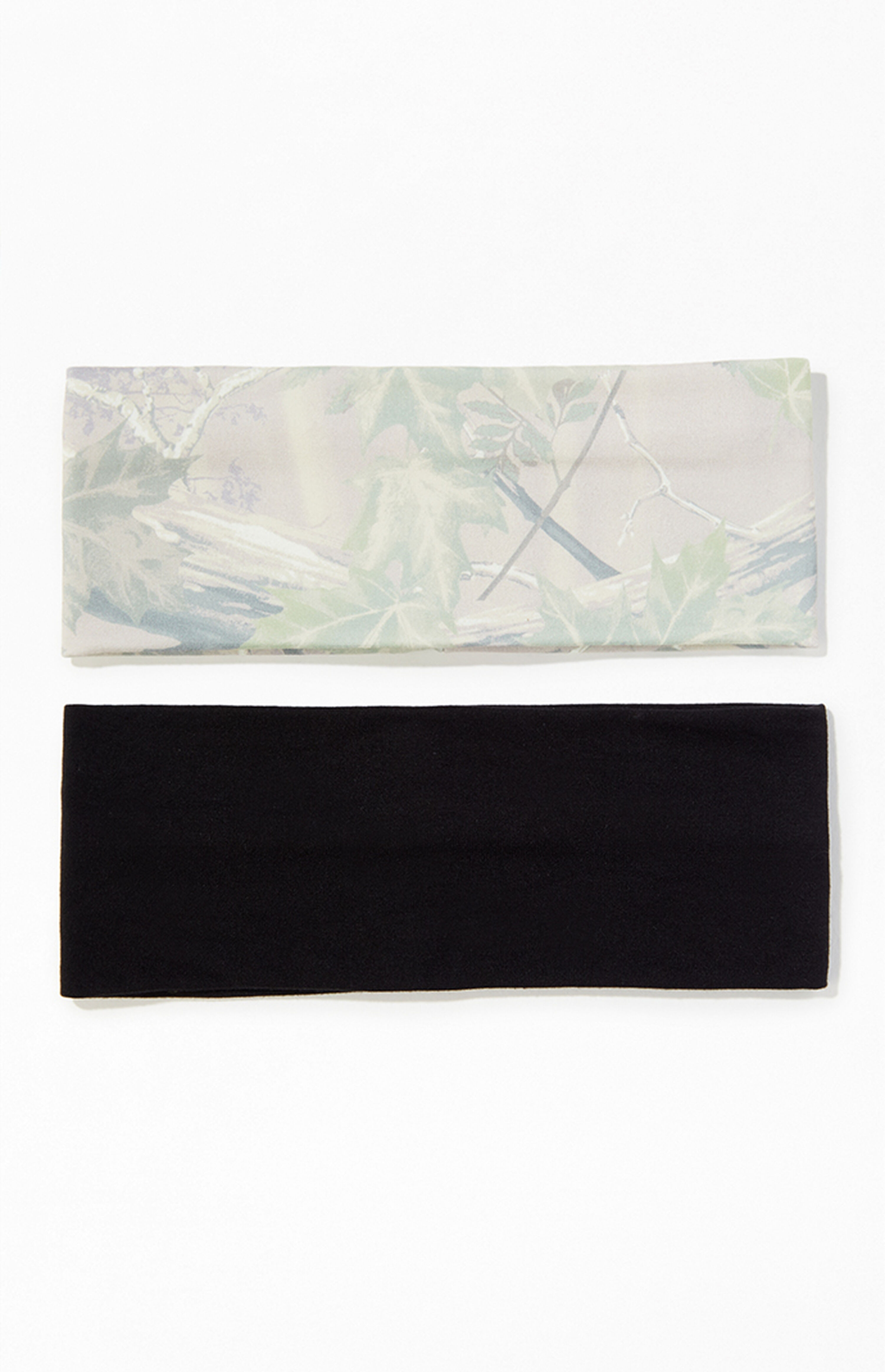 LA Hearts 2 Pack Camo & Black Soft Headbands | PacSun