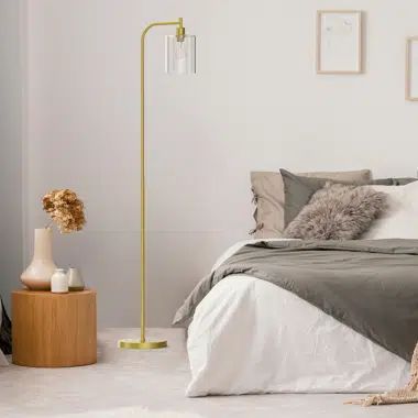 Modern Standing Tall Industrial Arched/Arc Floor Lamp with Glass Shade and 2 Bulbs Included | Wayfair North America
