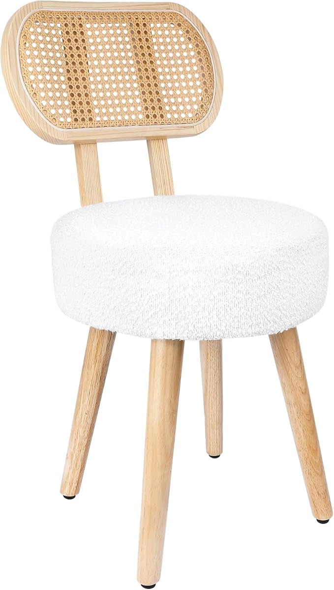 Rattan Dining Chair, Kitchen Dining Room Chairs, Mid Century Modern Boucle Chair, Stylish Upholst... | Amazon (US)