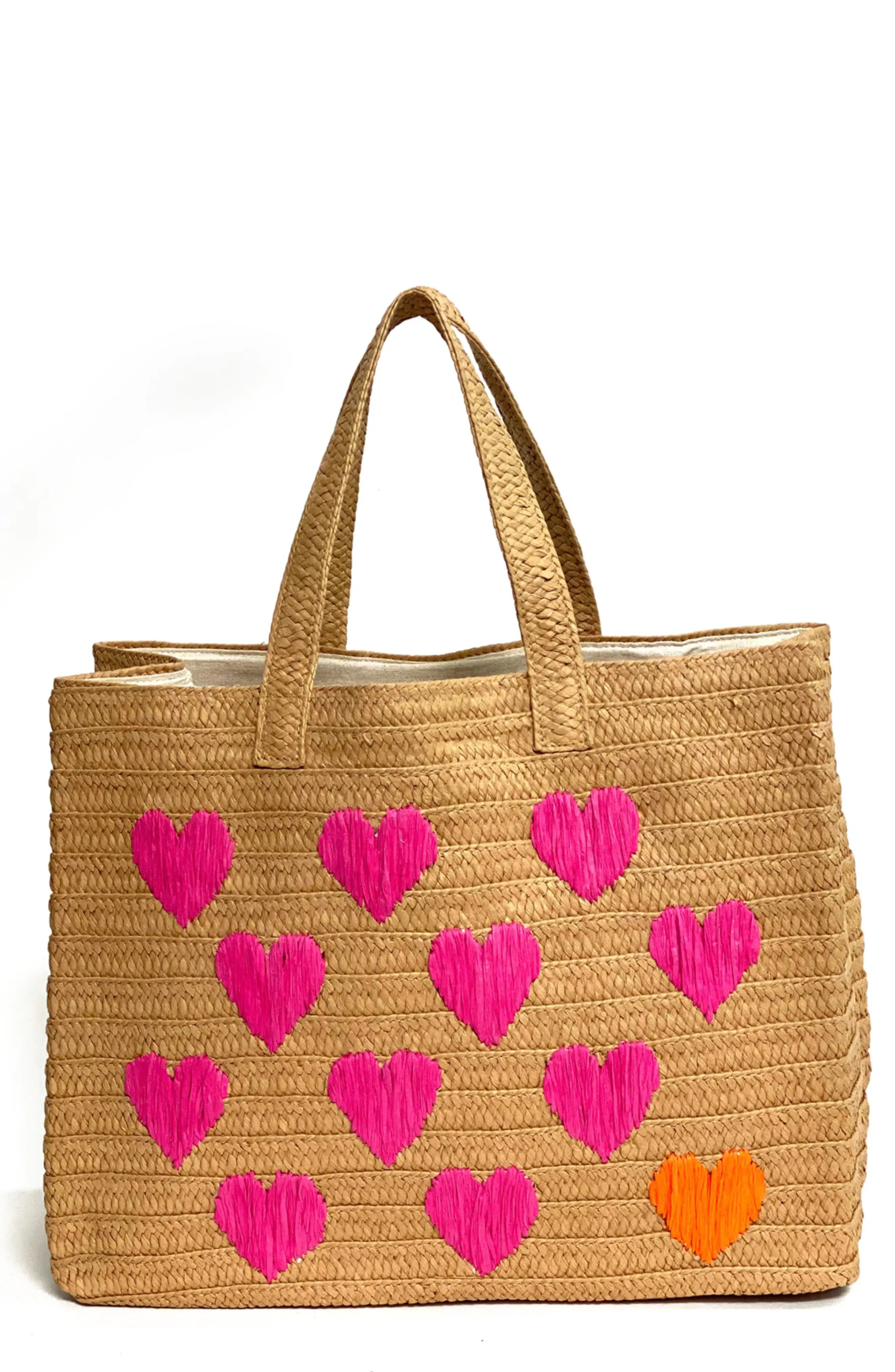 Btb Los Angeles Be Mine Straw Tote - Brown | Nordstrom