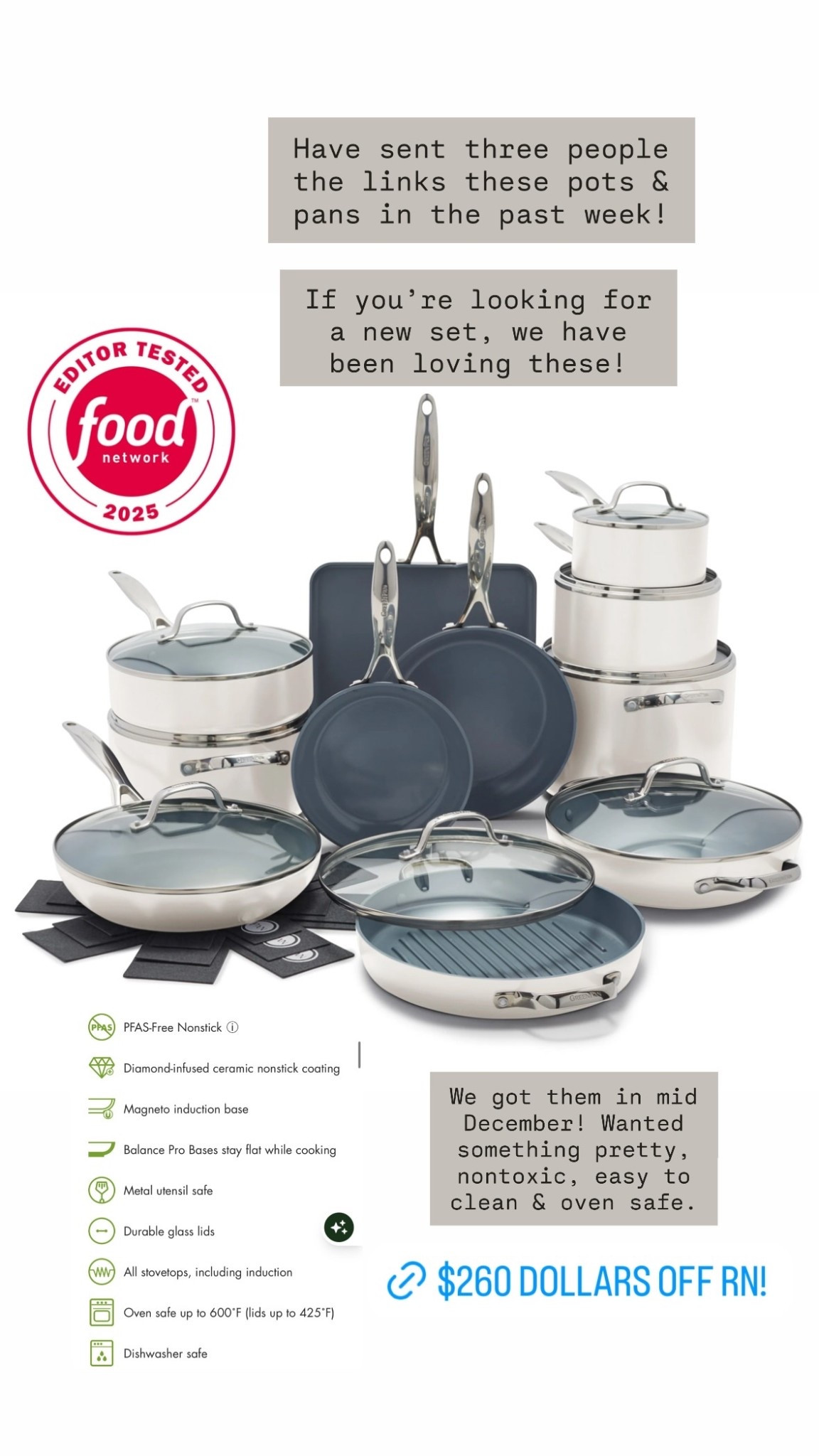 Have sent three people the links these pots & pans in the past week! If you’re looking for a new set, we have been loving these! We got them in mid December! Wanted something pretty, nontoxic, easy to clean & oven safe.

#LTKHome #LTKfoodie #LTKmomlife