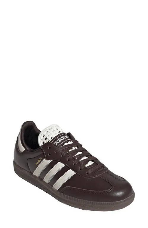 adidas Gender Inclusive Samba OG Sneaker in Aurora Coffee/Off White/Gold at Nordstrom, Size 7.5 Women's | Nordstrom