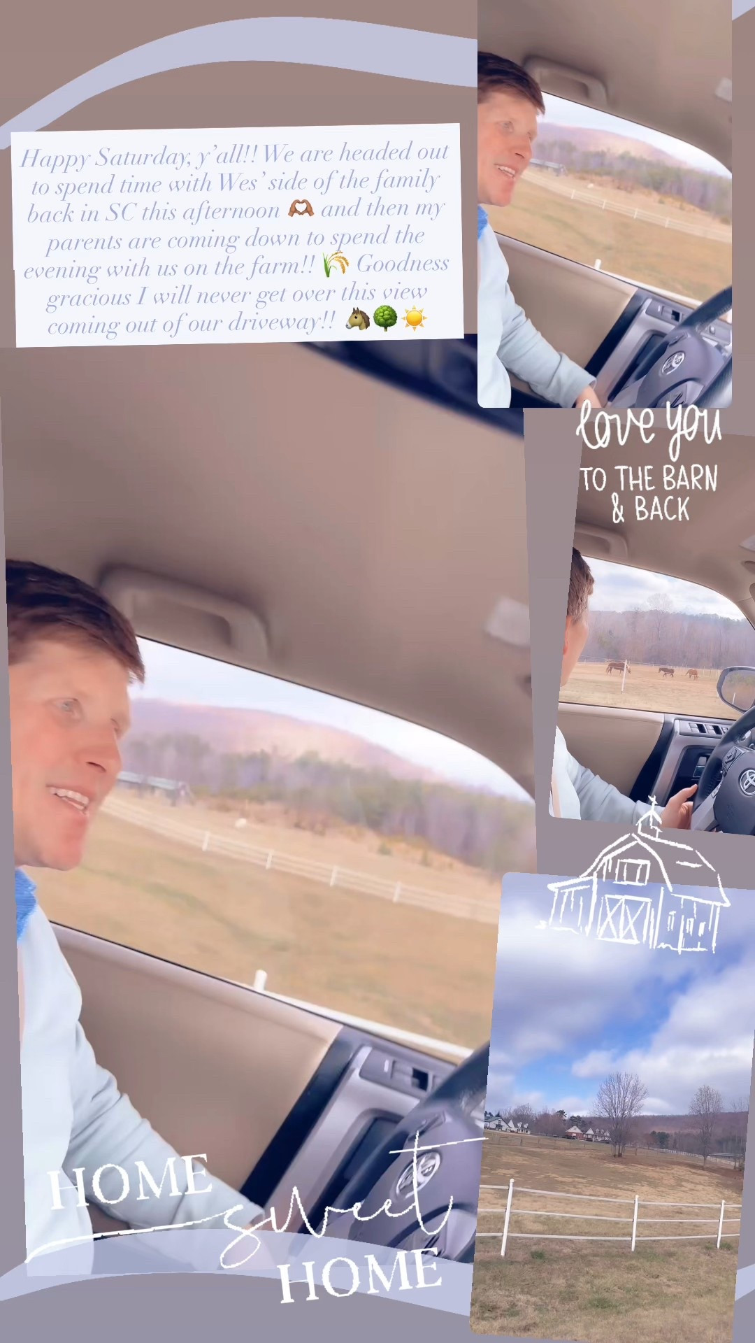 Happy Saturday, y’all!! We are headed out to spend time with Wes’ side of the family back in SC this afternoon 🫶🏽 and then my parents are coming down to spend the evening with us on the farm!! 🌾 Goodness gracious I will never get over this view coming out of our driveway!! 🐴🌳☀️