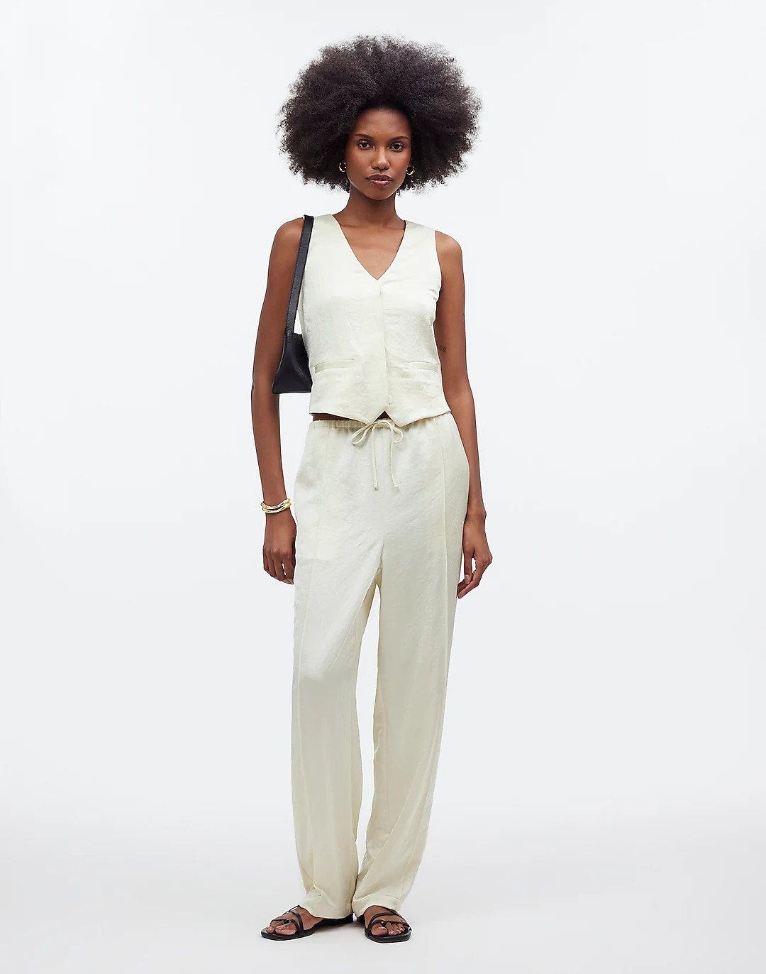 Pintucked Slim Pull-On Pants in Satin | Madewell
