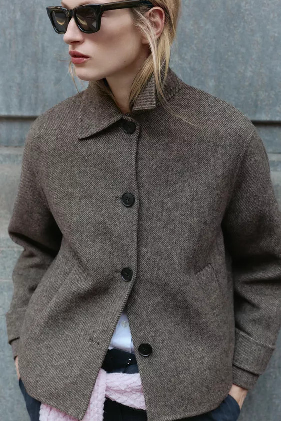 HERRINGBONE SHORT COAT | Zara UK