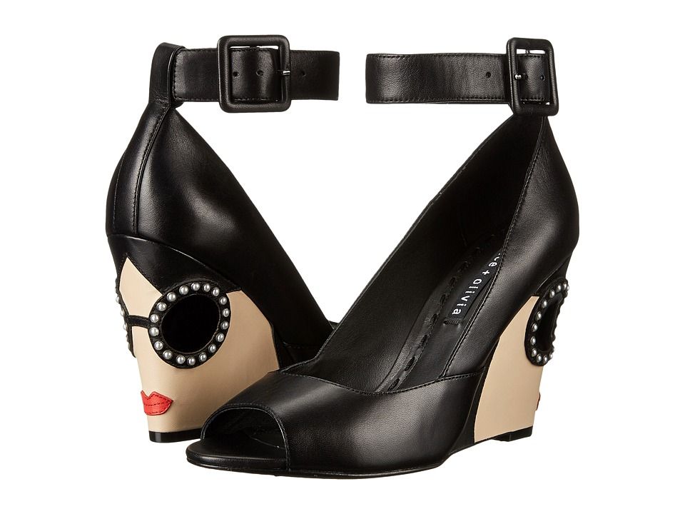 Alice + Olivia - Stace Wedge (Black Nappa) Women's Shoes | 6pm
