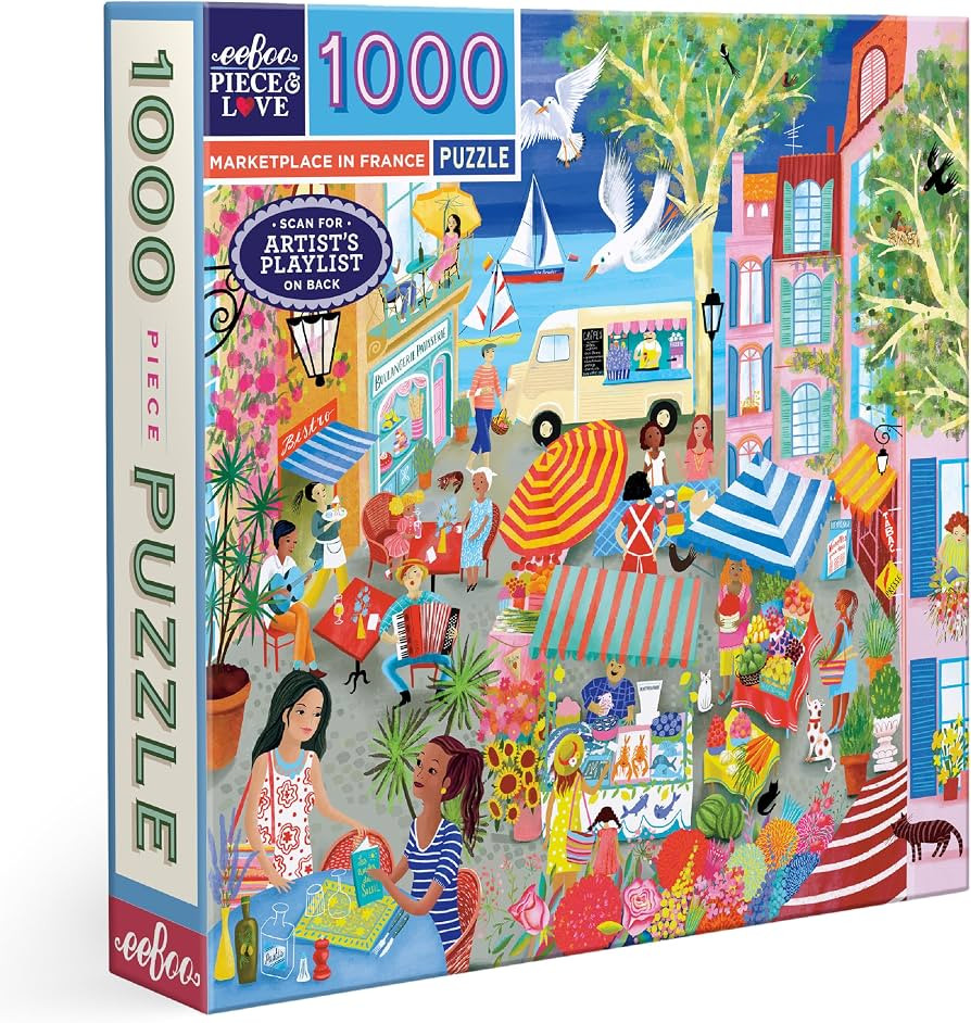 eeBoo Marketplace in France 1000 Piece Square Jigsaw Puzzle, 23" x 23" | Amazon (US)