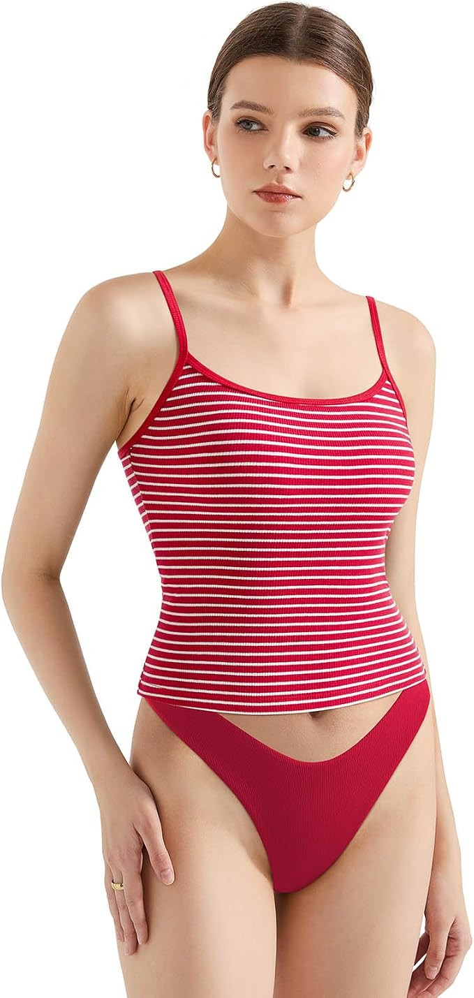 SUUKSESS Women Cotton Ribbed Going Out Camisole Top Y2k Spaghetti Strap Tank Top | Amazon (US)