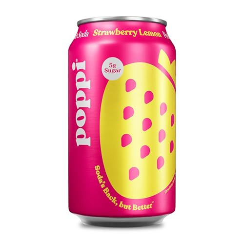 Poppi Sparkling Prebiotic Soda Beverage with Apple Cider Vinegar, Seltzer Water and Fruit Juice, Strawberry Lemon Flavor, 12 Fl Oz, 1 Count, Packaging May Vary | Amazon (US)