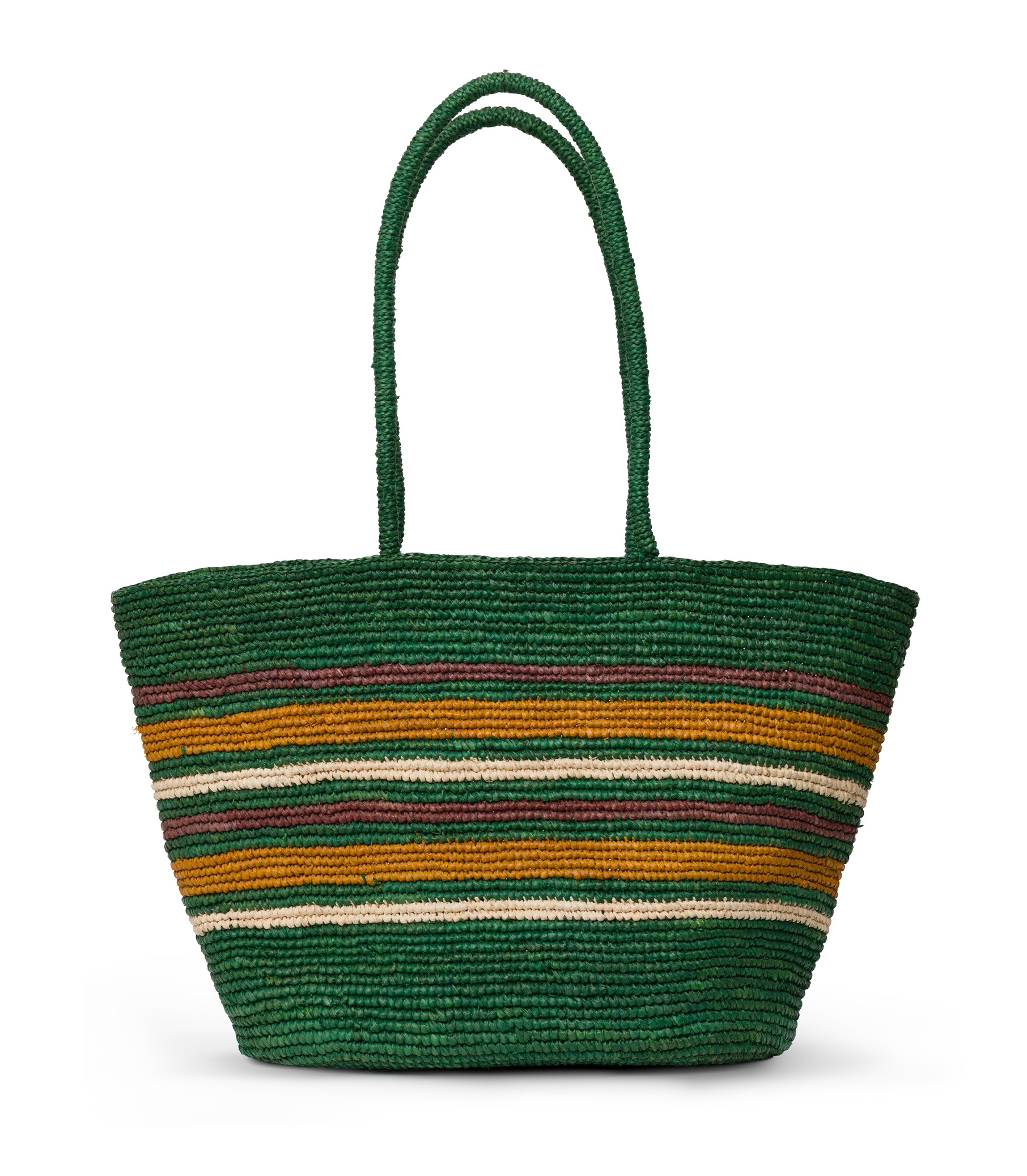 Harbour Tote - Green Striped Raffia | DÔEN | DOEN
