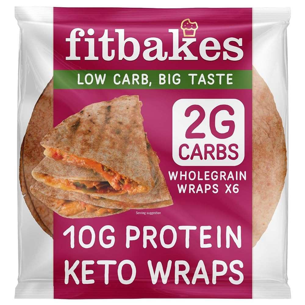 Fit bakes 2g Carbs Wholegrain Keto Wraps, 10g Protein, 6x40g Tortillas, Low Carb Wraps, Low Carb ... | Amazon (UK)