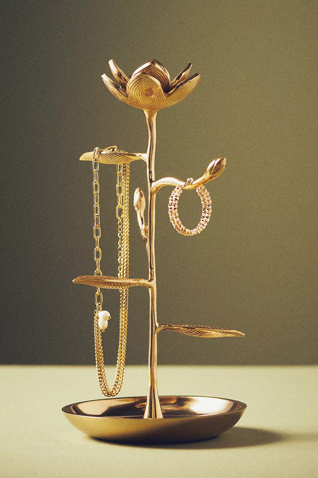 Mina Floral Gold Metal Jewelry Stand | Anthropologie (US)