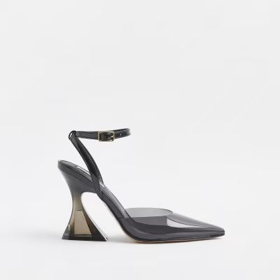 Black perspex heeled court shoes | River Island (UK & IE)