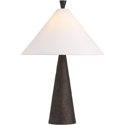Possini Euro Design June 27" Tall Cone Modern Scandinavian 3-Way Table Lamp Black Finish Metal Single White Shade Living Room Bedroom Bedside | Target