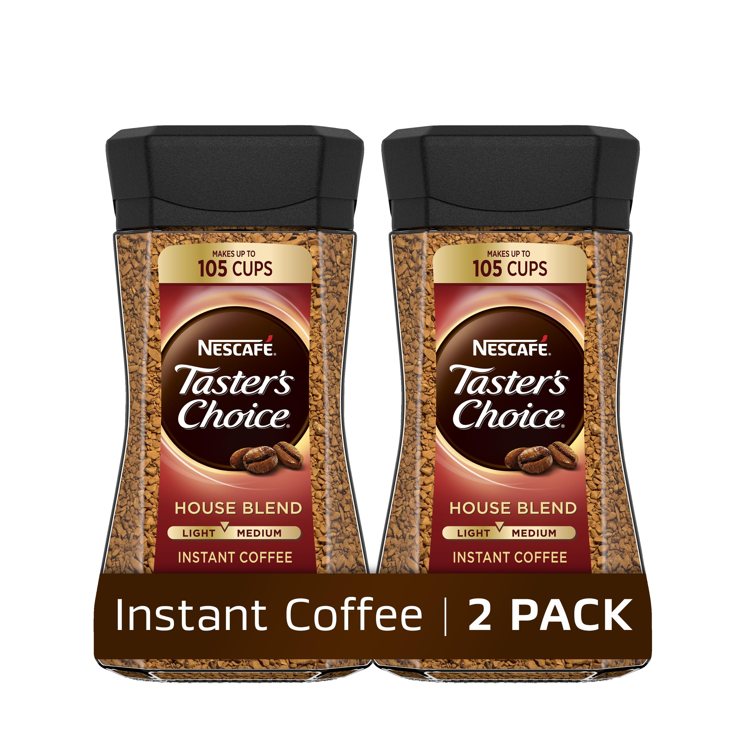 NESCAFÉ Taster's Choice Instant Coffee Light Medium Roast, House Blend, 2 Jars (7 Oz Each) | Amazon (US)