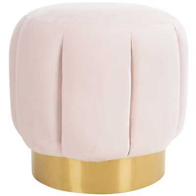 Maxine Channel Tufted Otttoman - SFV4707 - Pink/Gold - Safavieh Couture | Target