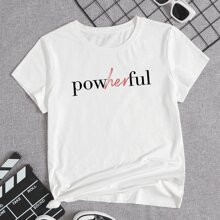 Letter Graphic Round Neck TeeWomen ClothesFor Summer | SHEIN
