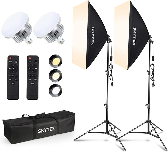 Softbox Lighting Kit, skytex Continuous Photography Lighting Kit with 2x20x28in Soft Box | 2X 85W... | Amazon (US)