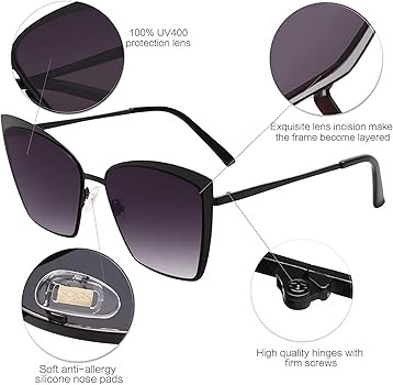 SOJOS Cateye Sunglasses for Women Fashion Mirrored Lens Metal Frame SJ1086 | Amazon (US)