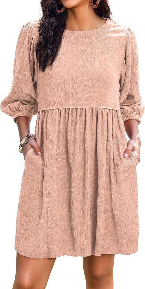 AI'MAGE Swimsuit Cover Ups for Women Swim Cover Up Dress 3/4 Sleeve Swimsuit Coverups with Pocket... | Amazon (US)