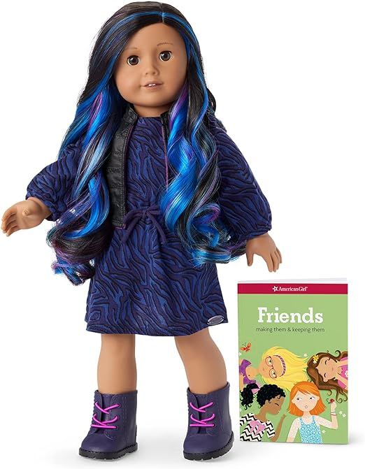 American Girl Truly Me 18-inch Doll #92 with Brown Eyes, Black-Brown Curly Hair with Blue & Purpl... | Amazon (US)