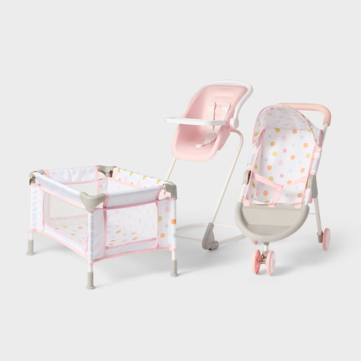 Baby Doll Nursery Bundle for 14" - 16" Dolls - Gigglescape™: Stroller, Crib, and High Chair Set | Target