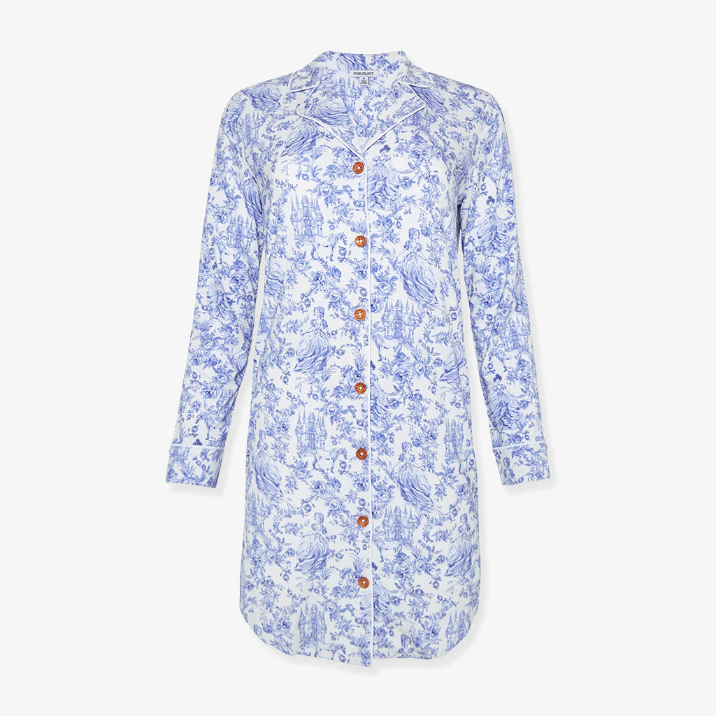 Princess Damask White Women's Luxe Pajama Dress | Briar | Posh Peanut