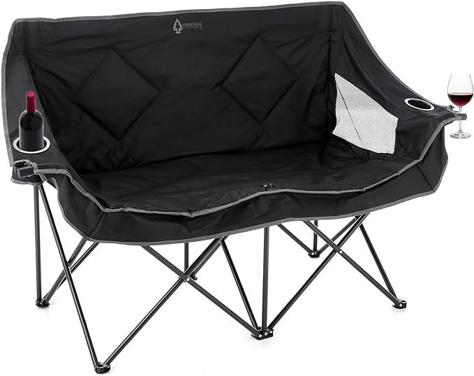 ARROWHEAD OUTDOOR Portable Folding Double Duo Camping Chair Loveseat w/ 2 Cup & Wine Glass Holder | Amazon (US)