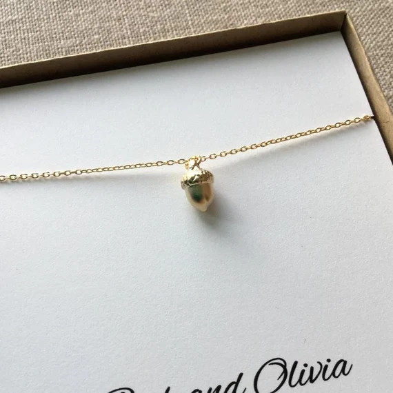 Gold Acorn Necklace, acorn necklace, acorn charm jewelry, Fall jewelry, gift ideas for her, acorn... | Etsy (US)