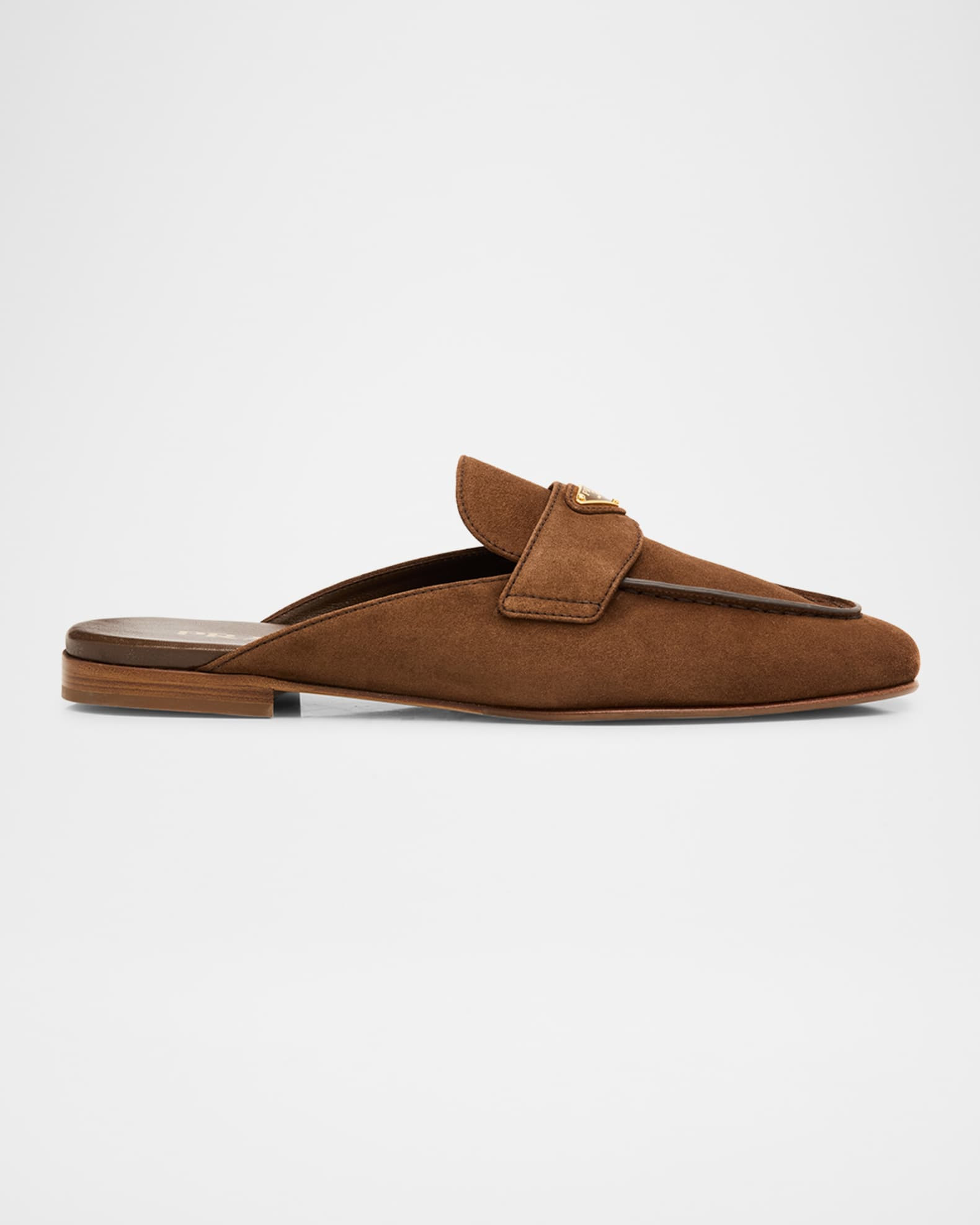 Prada Logo Suede Loafer Mules | Neiman Marcus