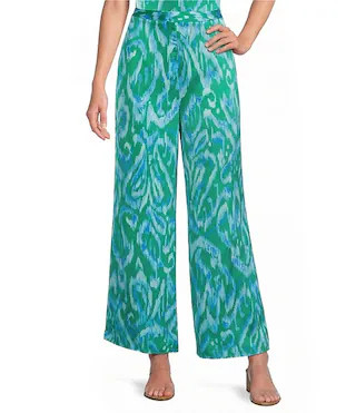 Abstract Print Jacey High-Rise Wide Leg Coordinating Satin Pants | Dillard's
