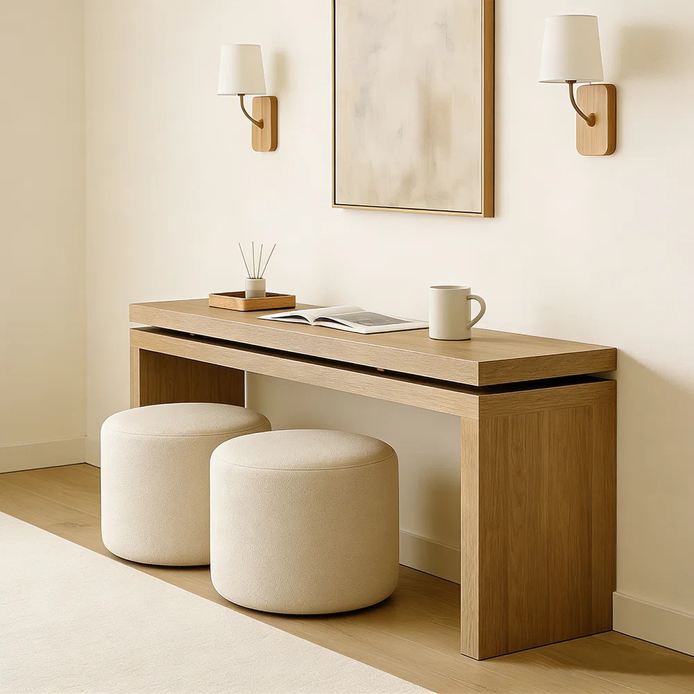 60" Farmhouse Console Table – Solid Wood & MDF Entryway Table(Antique Brown) | Wayfair North America