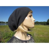 Women's Oversized Tams Hats Big Head Slouchy Beanies Combed Cotton Lightweight Knit Hat Charcoal Gra | Etsy (US)