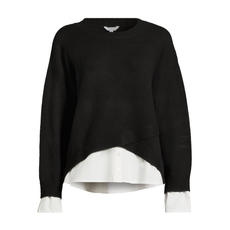 Time and Tru Women's Fine Layered Look Sweater, Lightweight, Sizes XS-XXXL | Walmart (US)