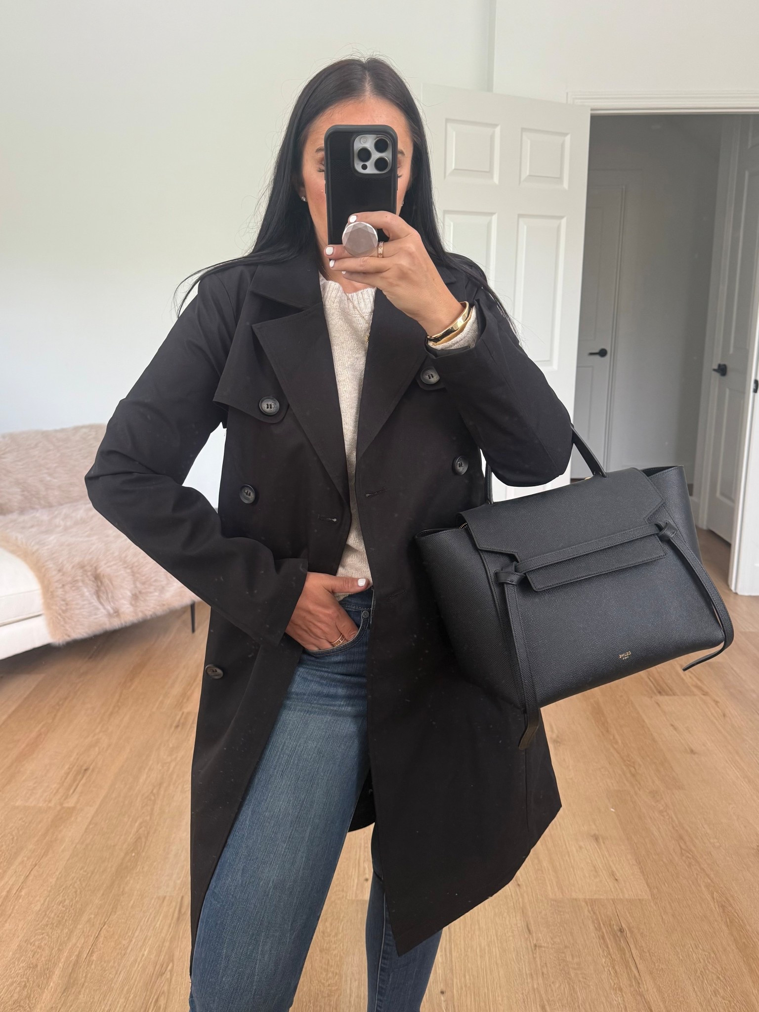 Walmart Finds. Time and Tru Double Breasted Trench Coat wearing size small only $23. Time and Tru Women's Seamed Sweater with Long Sleeves wearing size medium only $18. Sophia Vergara Jeans