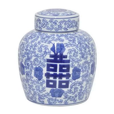 Loulou Blue/White 9.25" Porcelain Ginger Jar Bungalow Rose | Wayfair North America