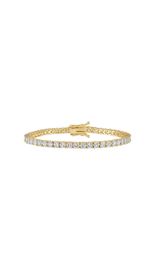 Alexa Leigh Crystal Tennis Bracelet in Metallic Gold. | Revolve Clothing (Global)